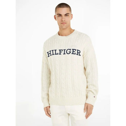 Pullover Uomo Cable Monotype Bianco Tommy Hilfiger- Francavilla Moda